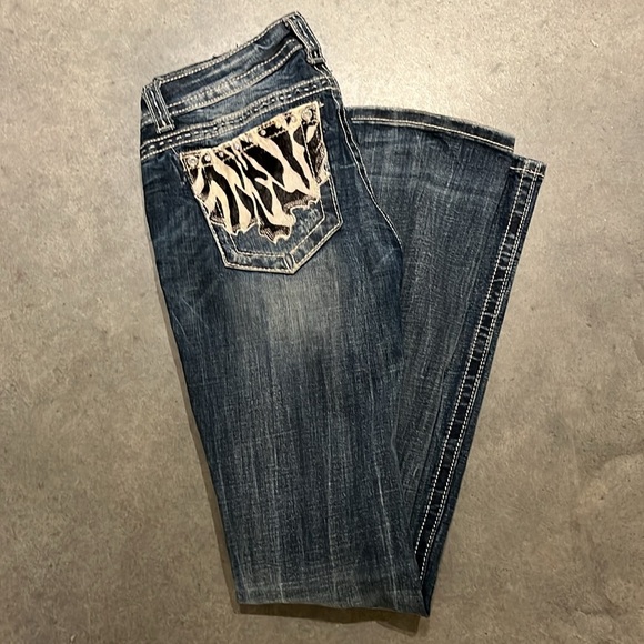 Miss Me Hair On Zebra Print Boot Cut Jeans 28 - Picture 4 of 5